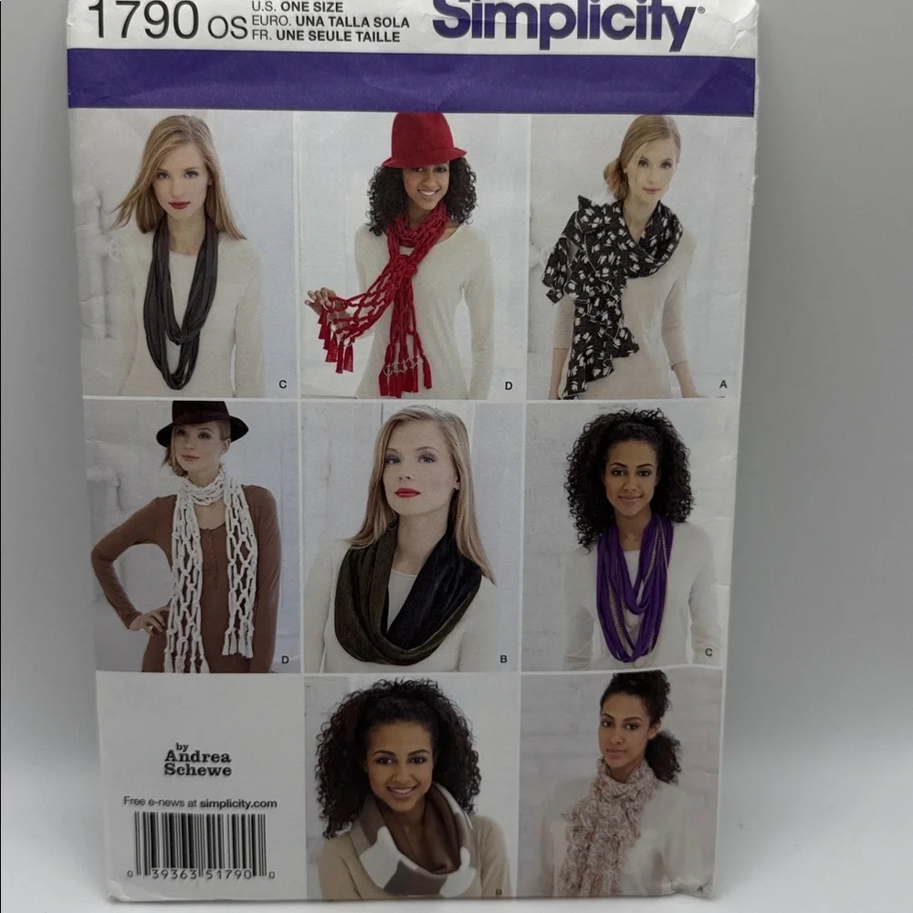 Lot of 2 Simplicity Scarf Patterns #1790 & #2170 Uncut